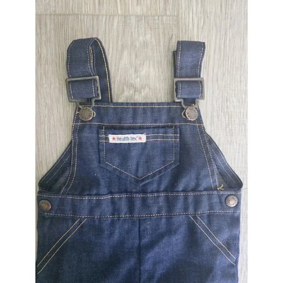 Health Tex Vintage Boys Chambray Denim Jean USA VTG Overalls Baby 12 M - Picture 2 of 9
